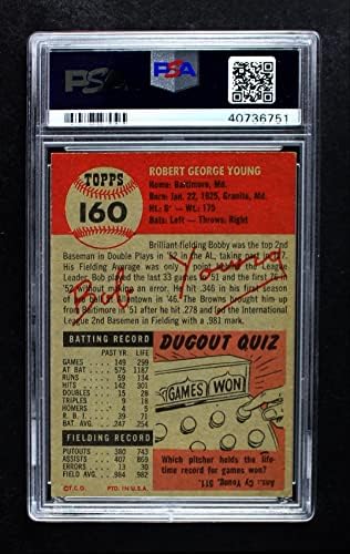 1953. TOPPS 160 Bob Young St. Louis Browns PSA PSA 6.00 Browns