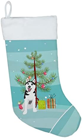 Caroline's WDK3071CS sibirski husky crno-bijeli 2 božićne božićne čarape, kamin Viseći čarape Božićna
