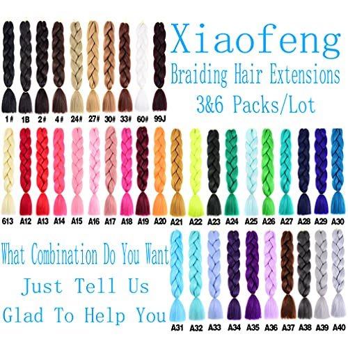 Xiaofeng ekstenzije za pletenje kose za žene 6 pakovanja 100g / pakovanje 24 inča visoke Temperature
