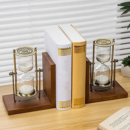 ZLBYB Retro Hourglass Book Standing Decoration Desk studija Hourglass polica za knjige atmosferska Moda drvena