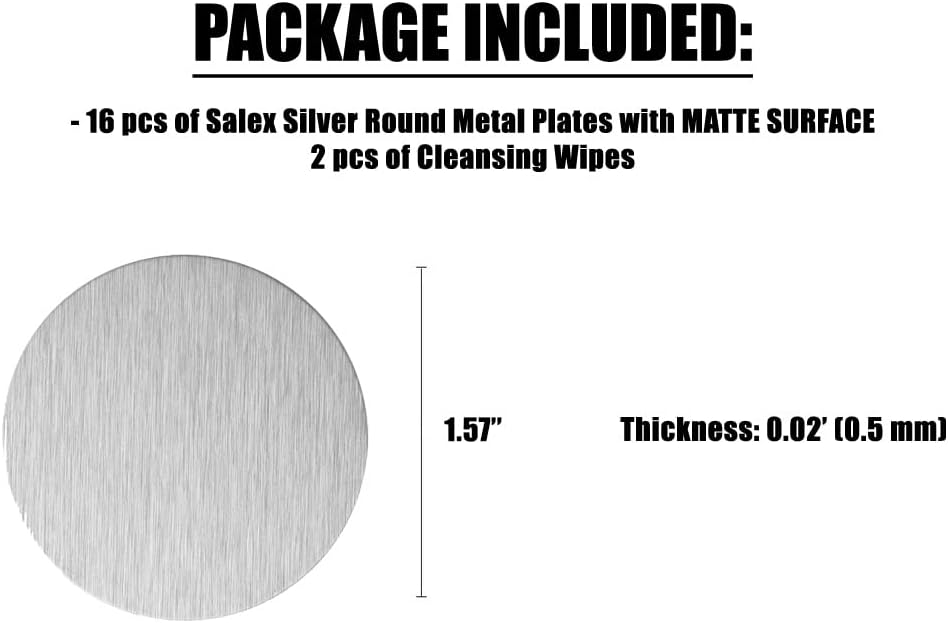 Salex Metalne naljepnice za magnetsku nosače. Zamjenski set od 16 magnetnih metalnih ploča unutar