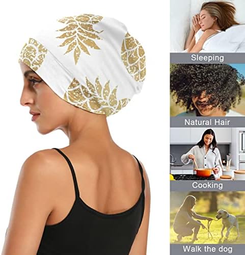 Žene Beanie Hat lobanja Radna kapa, zlatni ananas elastična modna kaljevina noć za spavanje poklopca kose