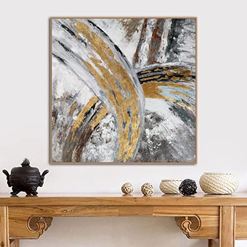SHOUJIQQ ručno oslikano pejzažno ulje - velika umjetnost Sažetak zlatni križ sa teksturom kvadratne pozadine