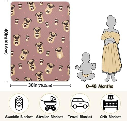Swaddle pokriva kava pug pamuk pamučni pokrivač za dojenčad, primanje pokrivača, lagana mekana