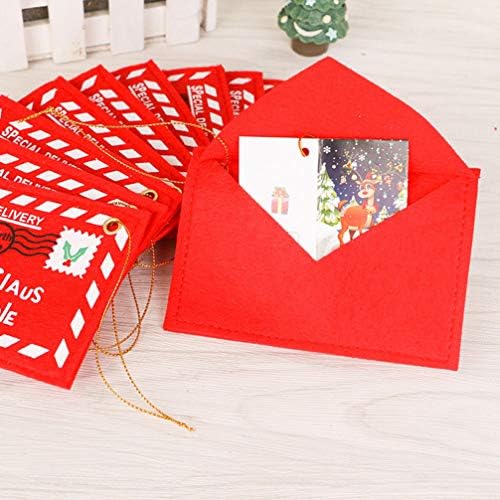 Happyyami Božićno stablo 3pcs Dopis božićne koverte Santa Claus Crvena filc Xmas bombon poklon