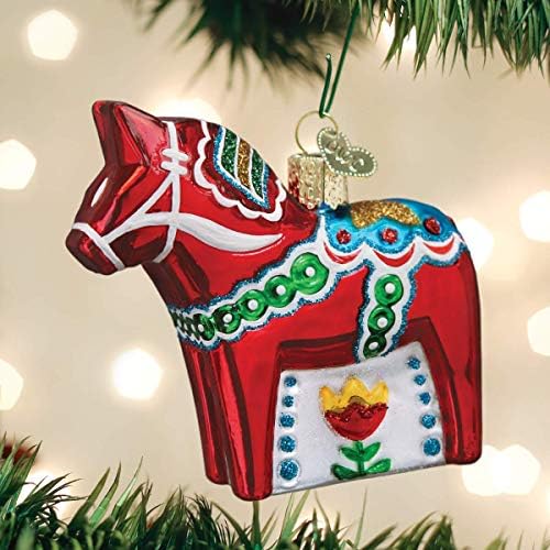 Old World Božić švedski Dala konj staklo vazduh ukrasi za jelku