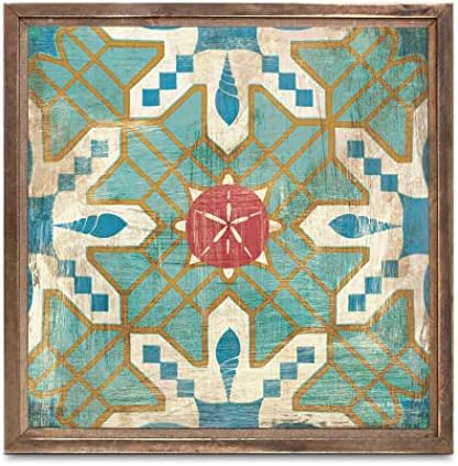 Bohemian Sea Tiles III, Joyride Home Decor, Joyride home dekor uokvirena drvena ploča, 11.25x11.25 umjetnički