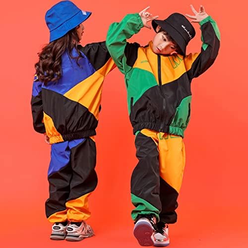 LOLANTA Boys' Djevojke ' blok boje sako pantalone za stazu kompleti Hip Hop ples patchwork Odjeća Unisex Streetwear