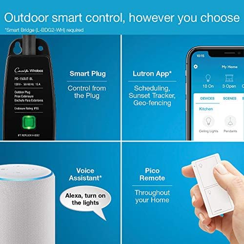 Lutron Caséta Weatherproof+ vanjski Smart Plug on/Off prekidač | radi sa Alexa, Google Assistant,