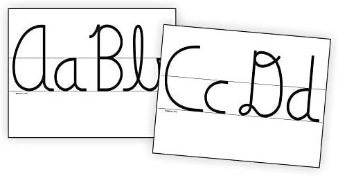 Učenje bez suza za kurzivne zidne karte - rukopis bez suza 2-4 +, kurzivna slova, model abecede, dvostruka