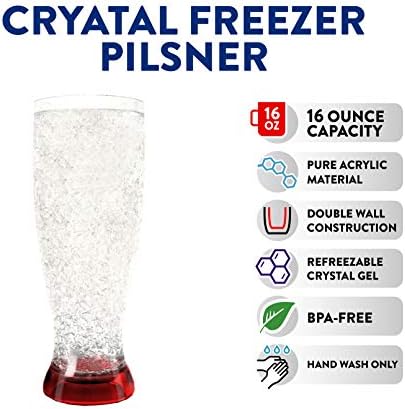 Duck House Crystal Freezer Pilsner | Dvostruka zidna izolacija za hladna pića, crvena, 16 oz