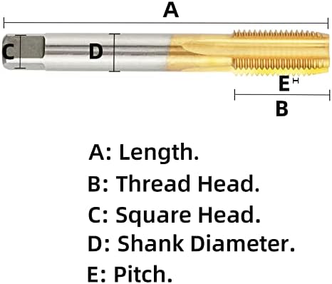 Aceteel Metric M28 x 1,5 HSS TI-obloženi navojni navoj za flautu, M28 x 1,5 mm Titanijumski
