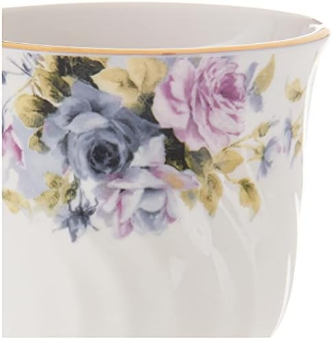 Lynns Miltricent porculan čaj i tanjur sa zlatnim oblogom, set od 6; Vintage cvjetni