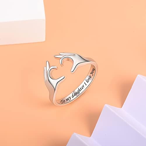 To My Daughter Rings for Daughter Gifts - 925 Sterling Silver podesivi Heart Claddagh prstenovi za žene