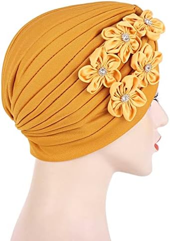Žene Ležerne prilike Pet Mali Cvijeće Solid Head kapa za šešir muslimanski turbanski kapa