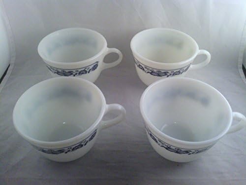 Vintage Pyrex Stari grad Plavi luk uzorak čaj Čaša za kavu Šolice od četiri