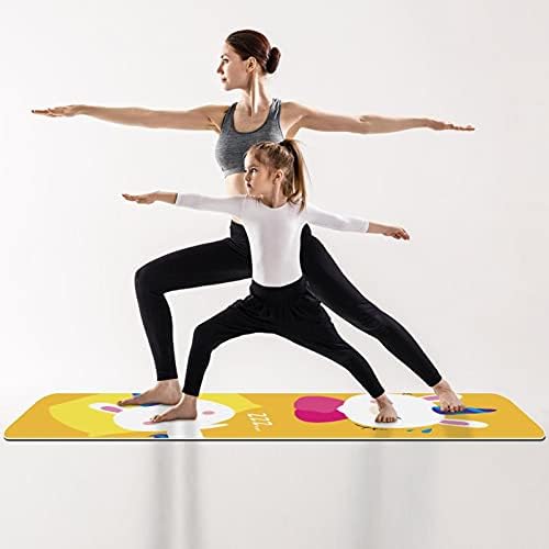 Debela neklizajuća Vježba & amp; fitnes 1/4 prostirka za jogu sa žutim printom Unicorn Rabbit za Yoga Pilates