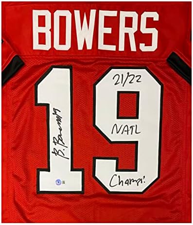 Brock Bowers autografirao Gruziju Custom Crveni dres sa Natl Champs natpisom Beckett Sertifikat o autentičnosti