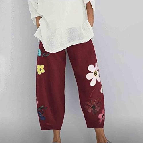 Firero posteljine hlače za žene plus veličine široke noge Capris Ljeto nacrtavanje elastičnih struka labavih