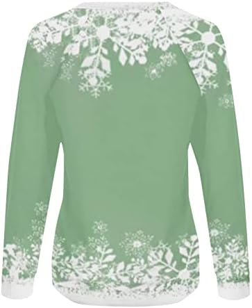 Ženski bijeli Božićni džemperi Snowflake slatka sob Rudolph Print majica jesen 2023 novost Božić Duks majice