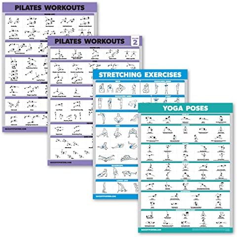 4 paketa-volumen treninga za Pilates 1 & amp; 2 + istezanje + poze za jogu - set postera za vježbe