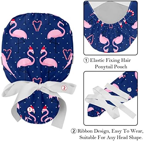 Flamingo uzorak podesive radne kape, radne kape za žene muškarci, 2 pakete
