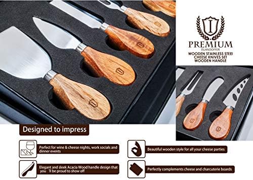 Islandoffer Premium set noževa za sir od nerđajućeg čelika sa ručkom od bagremovog drveta, Poklon Set