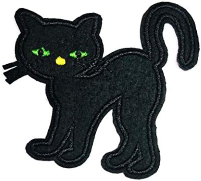 Crna mačka mačiće stajanje glačala na patch naljepnica zasteranje mačka mače crtani patch applicirani DIY