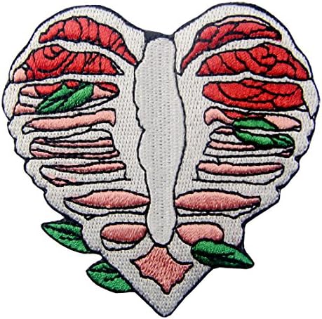 Anatomija skelet u obliku srca sa lišćem Apply Empleided Značka glačala na šivanju na flasteru