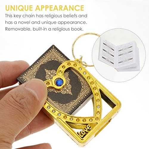 ABOOFAN 12PCS mini kuranska knjiga sa kristalnim muslimanskim ključem minijaturne knjige Prstene