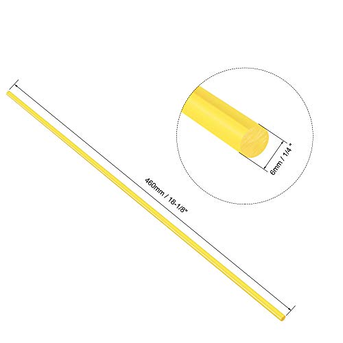 Uxcell akrilni okrugli štap, Žuti, prečnik 1/4 18-1 / 8 dužina, čvrsti plastični PMMA štap 3kom