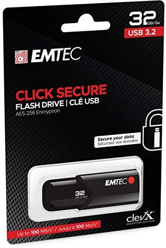 Emtec Kliknite Sigure B120 USB 3.2 Flash Drive 32 GB - Softver za šifriranje AES 256 - Brzina čitanja