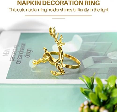 Ouhuan 12pcs božićni jeleni prstenovi zlatni nosač prstena od kopča hotel restoran za vjenčanje zabava