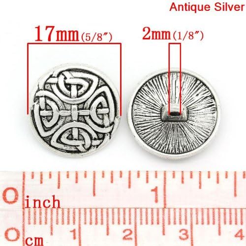 10pc antikvitetski srebrni okrugli šivanje metalnih gumba uzorkovani