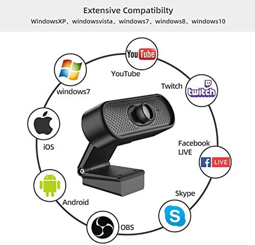 Coolshark Web kamera sa mikrofonom, 1080p HD Računarska kamera, USB Računarska kamera za prijenos uživo