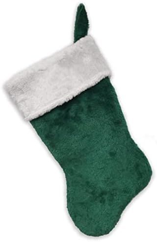 Monogramirani me vezeni početni božićni čarapa, zeleni i bijeli plišani, početni C