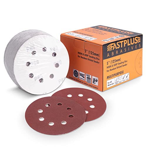 FASTPLUS 100 kom 5-inčni Brusni disk sa 8 rupa, 60/80/120/240/320 razne brusne jastučiće sa kukom i petljom