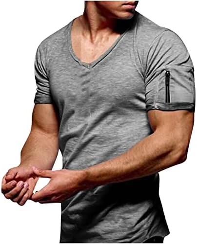 Muške majice s V izrezom 2023 ljetni vrhovi Slim Fitness kratki rukavi Tee vrhovi jednobojna