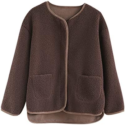 Ženski janjeći plišani kaput zimski topli baršunasti debeli O-izrez zip otvoreni prednji dugi rukav labav jaknu