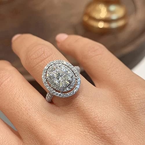 Ženska prstena modni okrugli oblik Dijamantni prsten od rezanog prstena za angažman za žene za žene vjenčani