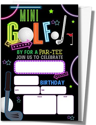 ISOVF 4 X 6 mini golf rođendanske kartice sa kovertama - popunite zabavu u stilu poziva - C17