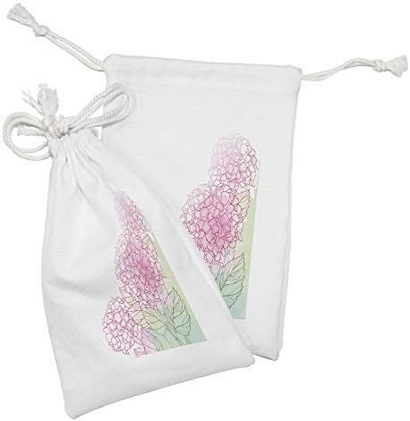 Ampersonne hidrangea tkanina za torbica od 2, ljetna botanička slika Grunge Boja Cvijeća, male torbe