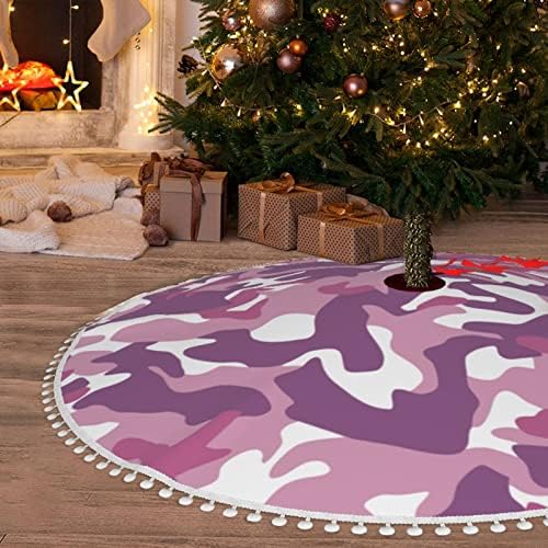 Suknja za božićnu drvvu sa pom okvirom Camo-Vojno-hipster-ružičasti odmor Božićni ukrasi 36