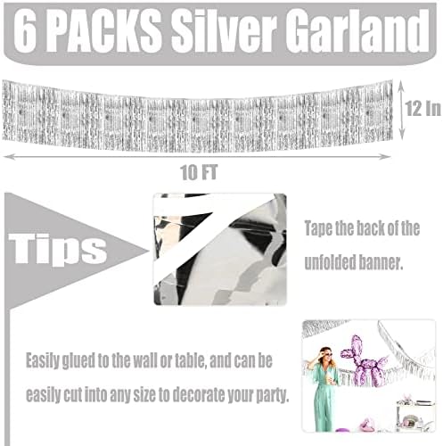 6 pakovanja 10 stopa folija Garland Metallic Tinsel Sights Banner Wall Viseća zavjesa za zavjese