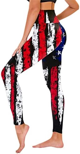 Tajice za žene 4. jula američka zastava s visokim strukom za trčanje Yoga helanke Ultra meke