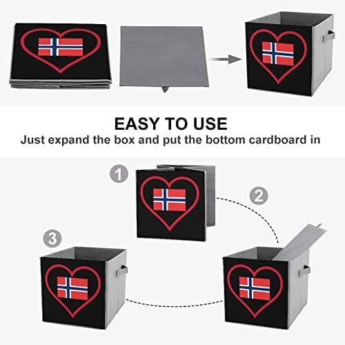 Love Norveška crveno srce svladava za skladištenje tkanina za skladištenje kutija 11 inča Sklopivi