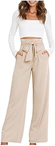 Twhone hlače za žene Business Casual High Struk široke noge hlače labave pantalone sa džepovima