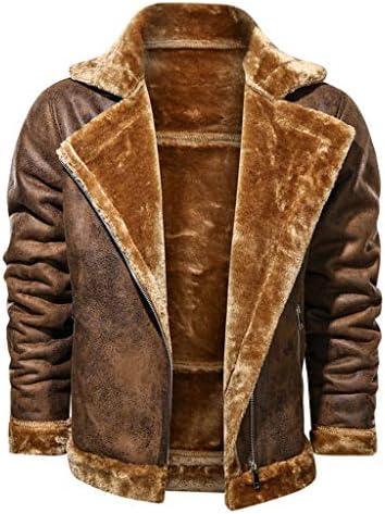 Muška zimska jakna za teretna jakna Vintage Sunn-down Okrug Solidacija kože od kože obložene zadebljano