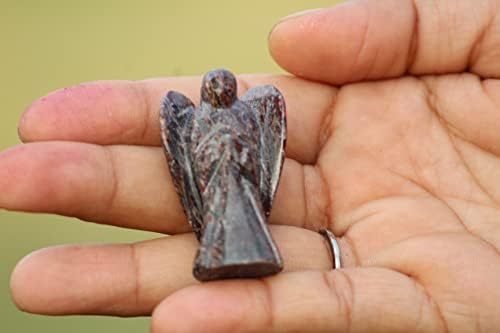 Jet izlječenje kristalno dragulje urezani Garnet džep kristalno čuvar anđeoske figurice 2 inča moli
