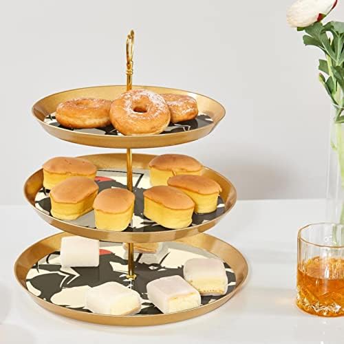 3 puta plastični cupcake toranj sa slojevim ladicom za posluživanje, zlatno stablo tornja za kolače, vintage